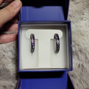 Purple Crystal Hoop Earrings - Women Jewelry Earrings